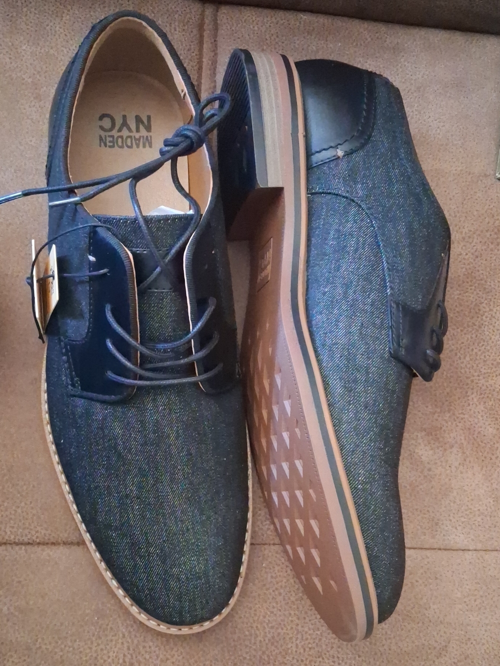 Madden NYC Men’s Leo Denim Oxford Shoes In Black Size 13